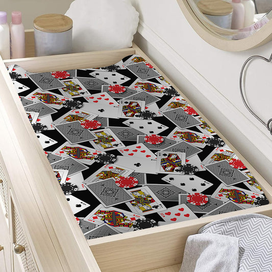 Casino Card And Chip Pattern Print Changing Pad Cover