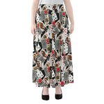 Casino Card And Chip Pattern Print Chiffon Maxi Skirt