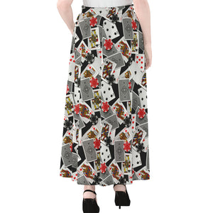 Casino Card And Chip Pattern Print Chiffon Maxi Skirt