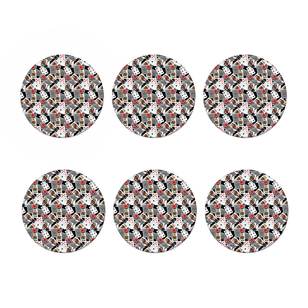 Casino Card And Chip Pattern Print Coaster Set