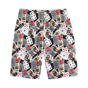 Casino Card And Chip Pattern Print Cotton Shorts