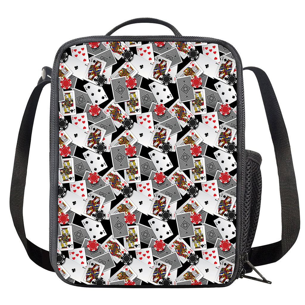 Casino Card And Chip Pattern Print Crossbody Lunch Bag