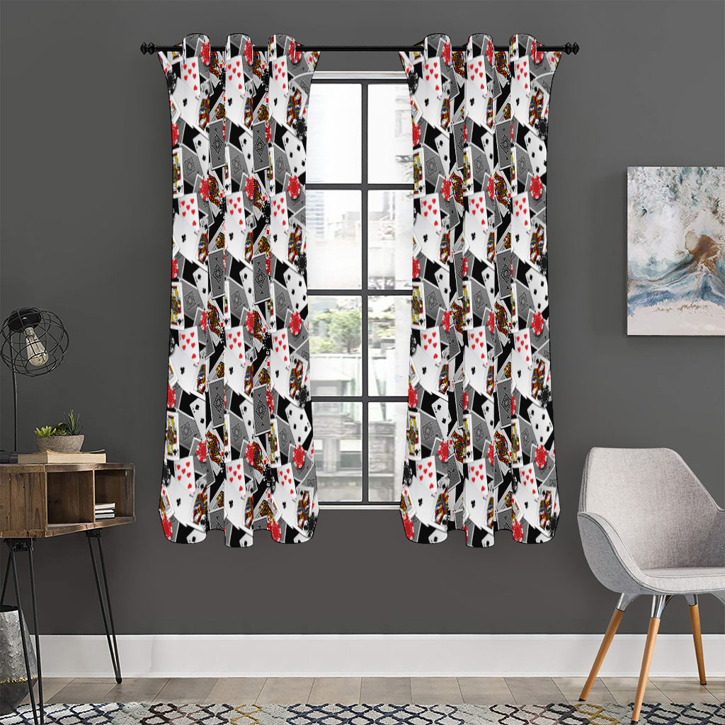 Casino Card And Chip Pattern Print Curtain