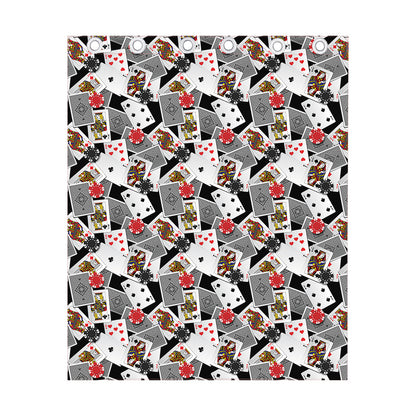 Casino Card And Chip Pattern Print Curtain