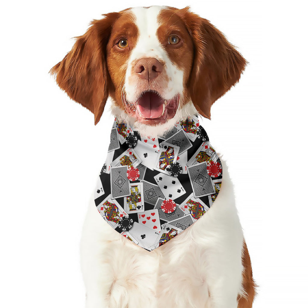 Casino Card And Chip Pattern Print Dog Bandana