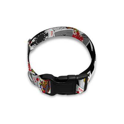 Casino Card And Chip Pattern Print Dog Collar