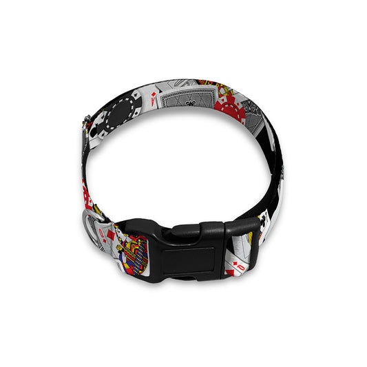Casino Card And Chip Pattern Print Dog Collar