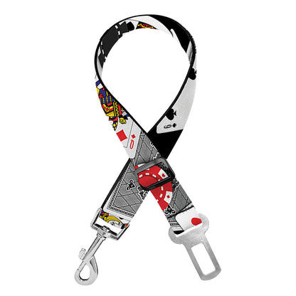 Casino Card And Chip Pattern Print Dog Seat Belt