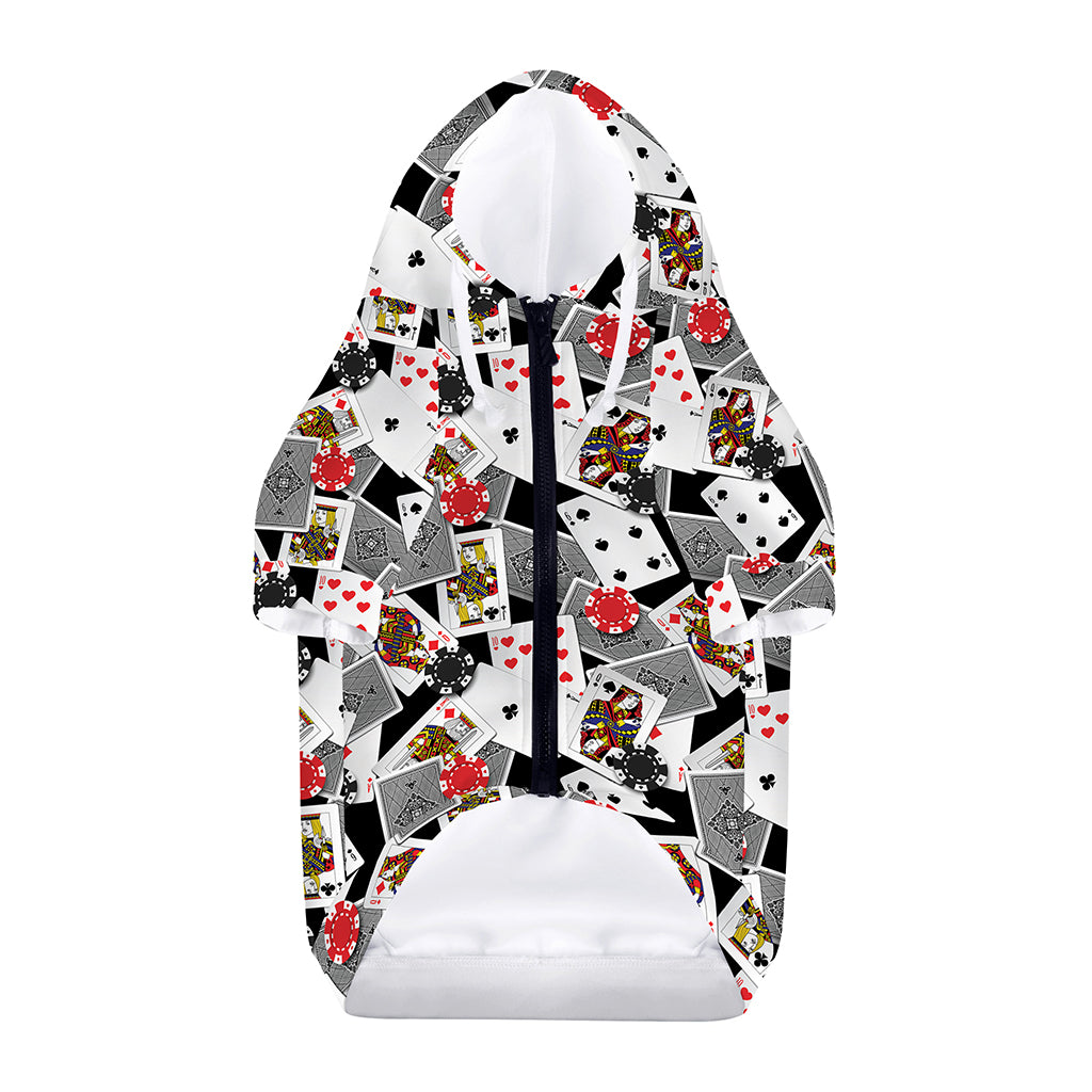 Casino Card And Chip Pattern Print Dog Zip Up Hoodie