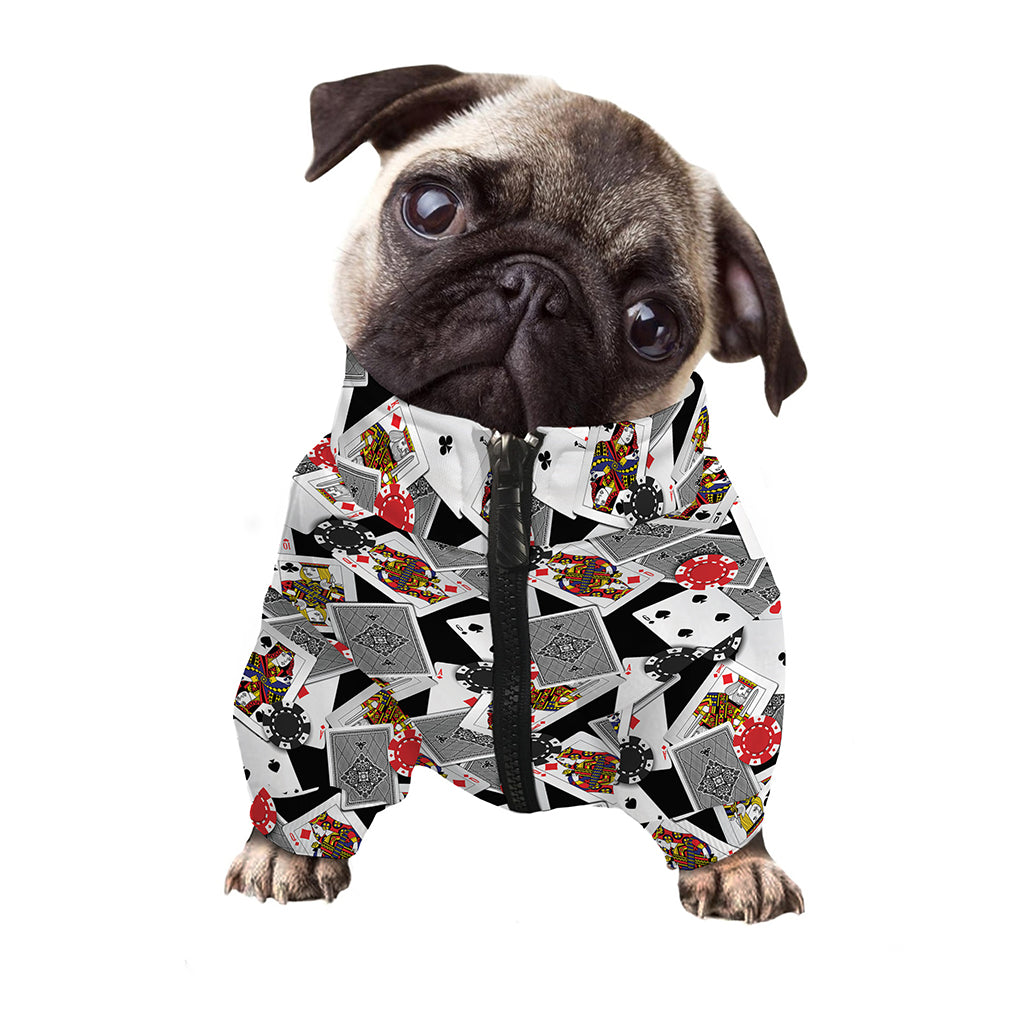 Casino Card And Chip Pattern Print Dog Zip Up Jacket