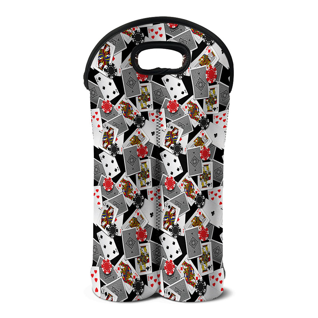 Casino Card And Chip Pattern Print Double Neoprene Wine Tote