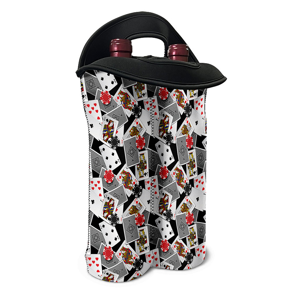 Casino Card And Chip Pattern Print Double Neoprene Wine Tote