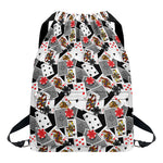Casino Card And Chip Pattern Print Drawstring Backpack