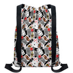 Casino Card And Chip Pattern Print Drawstring Backpack