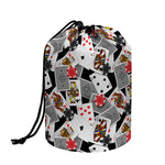 Casino Card And Chip Pattern Print Drawstring Makeup Bag