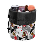 Casino Card And Chip Pattern Print Drawstring Makeup Bag