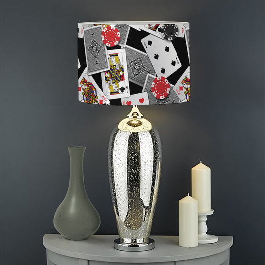 Casino Card And Chip Pattern Print Drum Lamp Shade