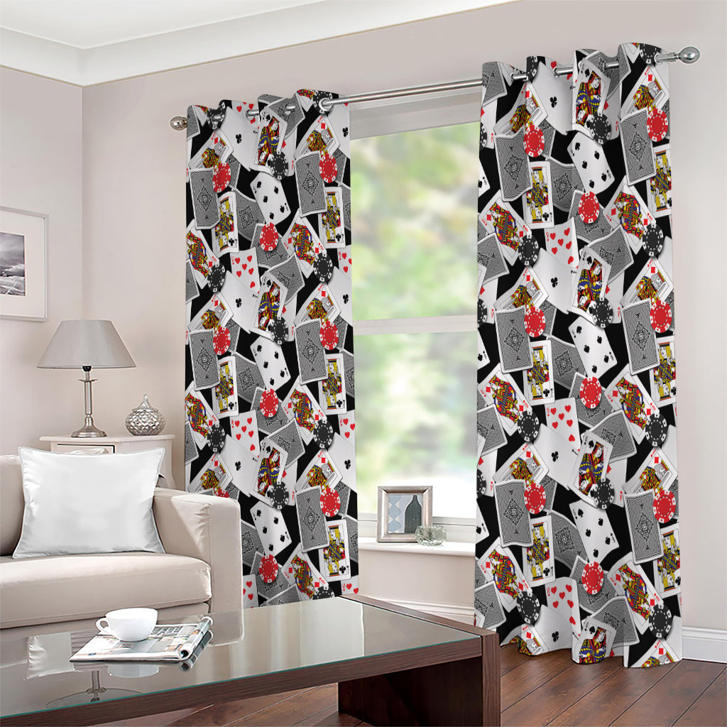 Casino Card And Chip Pattern Print Extra Wide Grommet Curtains