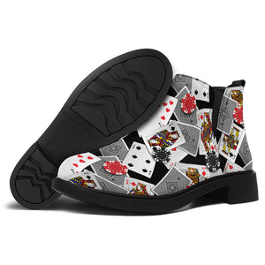 Casino Card And Chip Pattern Print Flat Ankle Boots