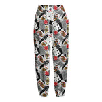 Casino Card And Chip Pattern Print Fleece Lined Knit Pants