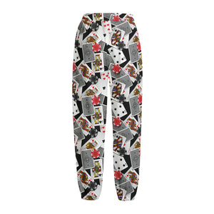 Casino Card And Chip Pattern Print Fleece Lined Knit Pants