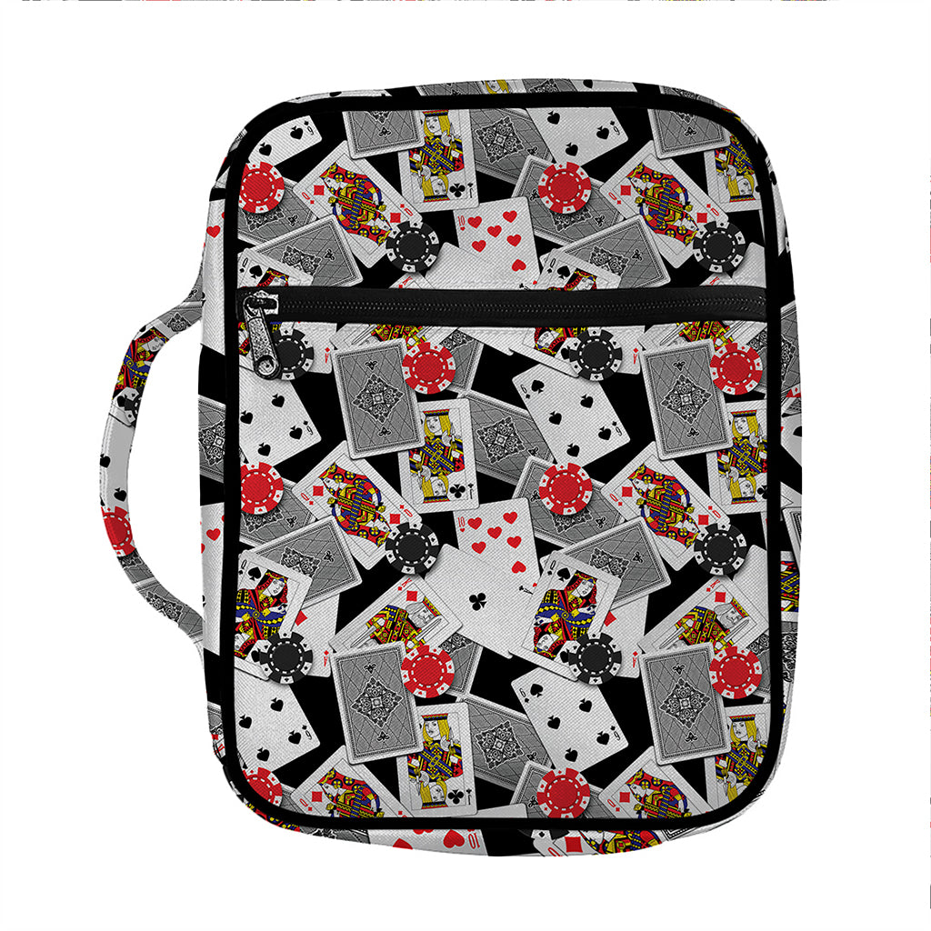 Casino Card And Chip Pattern Print Front Pocket Bible Bag