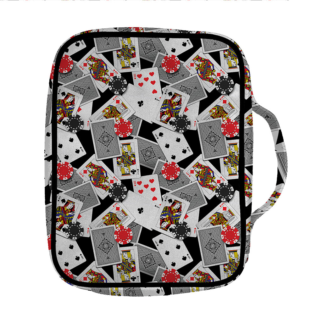 Casino Card And Chip Pattern Print Front Pocket Bible Bag