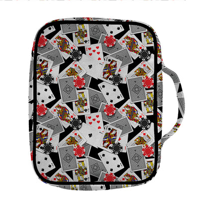 Casino Card And Chip Pattern Print Front Pocket Bible Bag