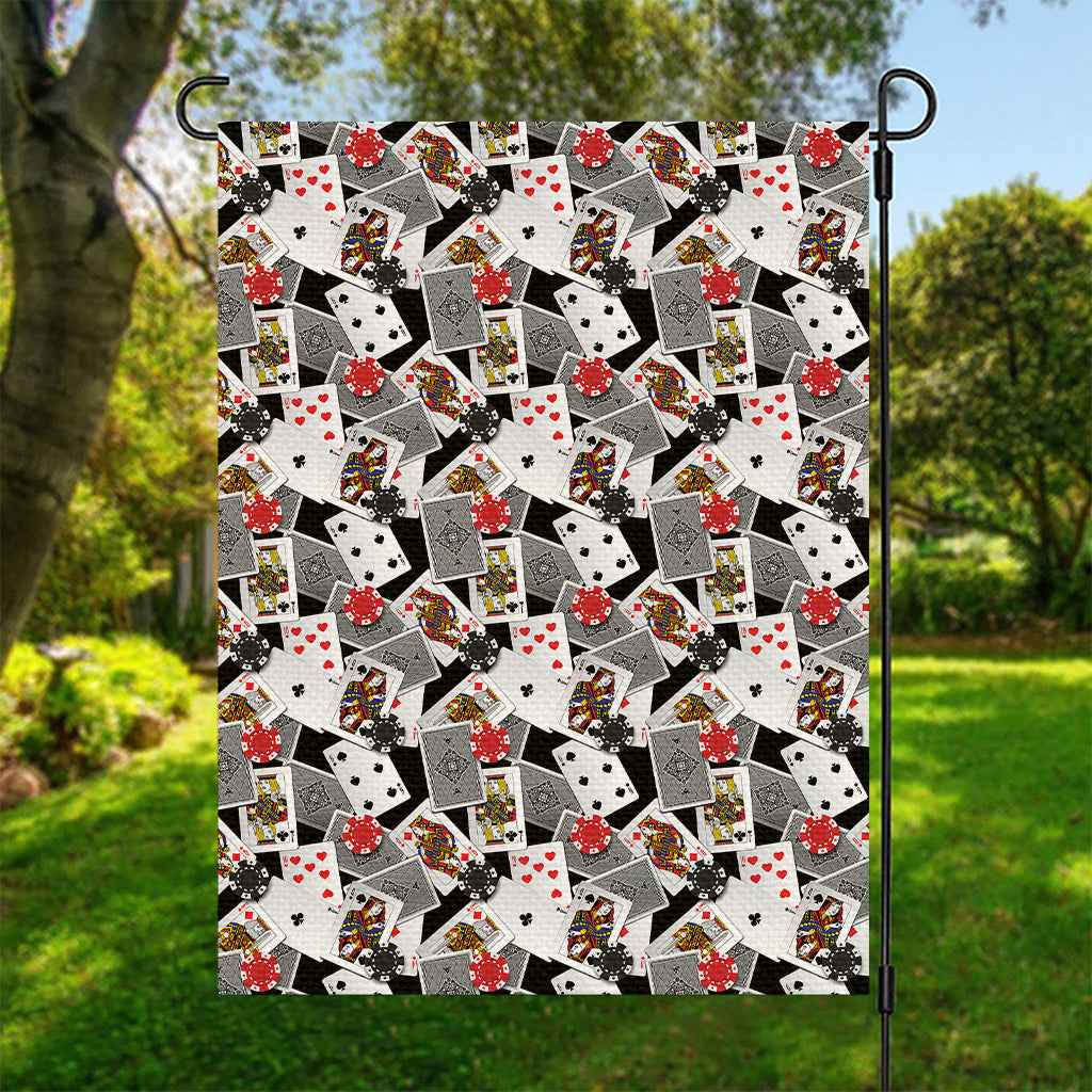 Casino Card And Chip Pattern Print Garden Flag