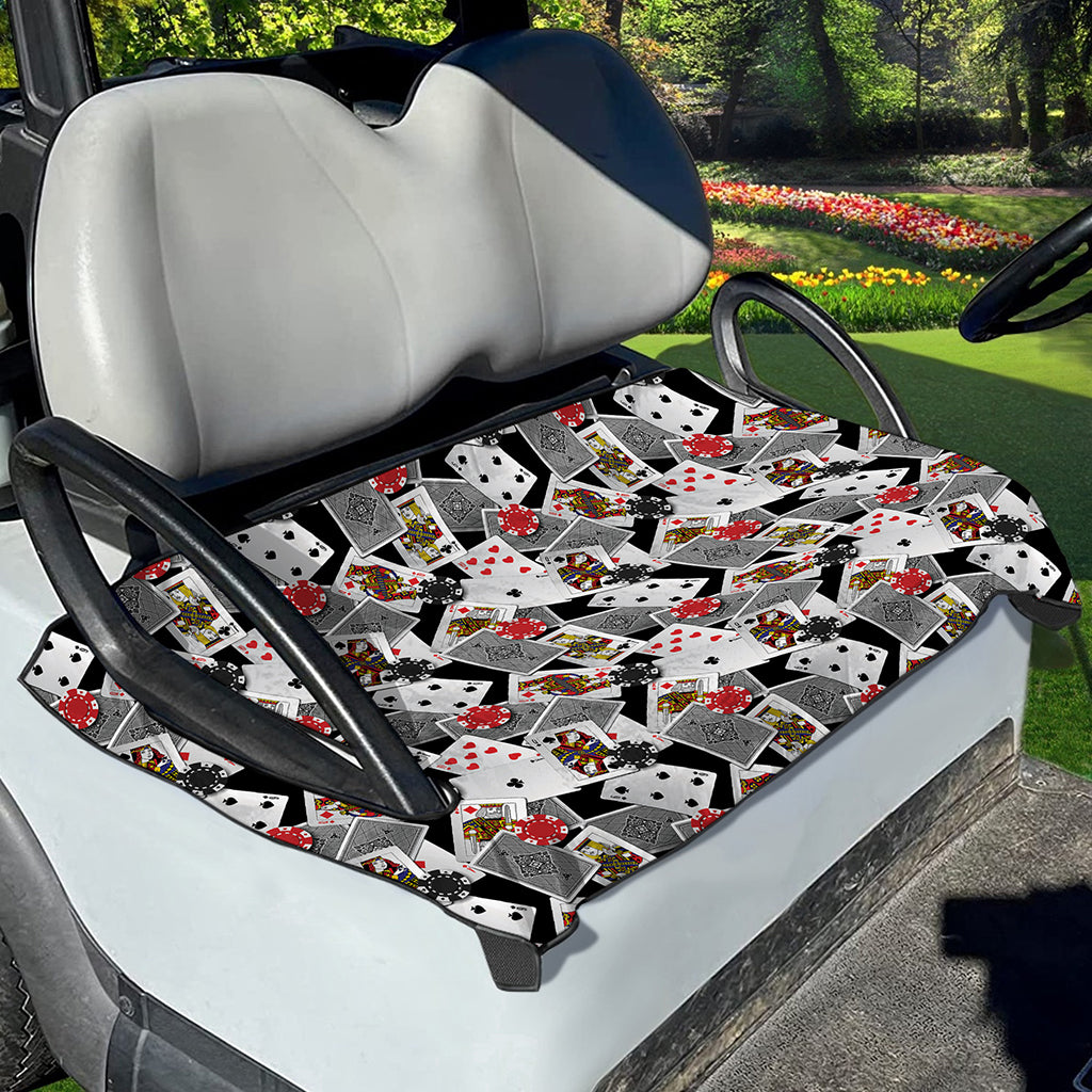 Casino Card And Chip Pattern Print Golf Cart Seat Cover
