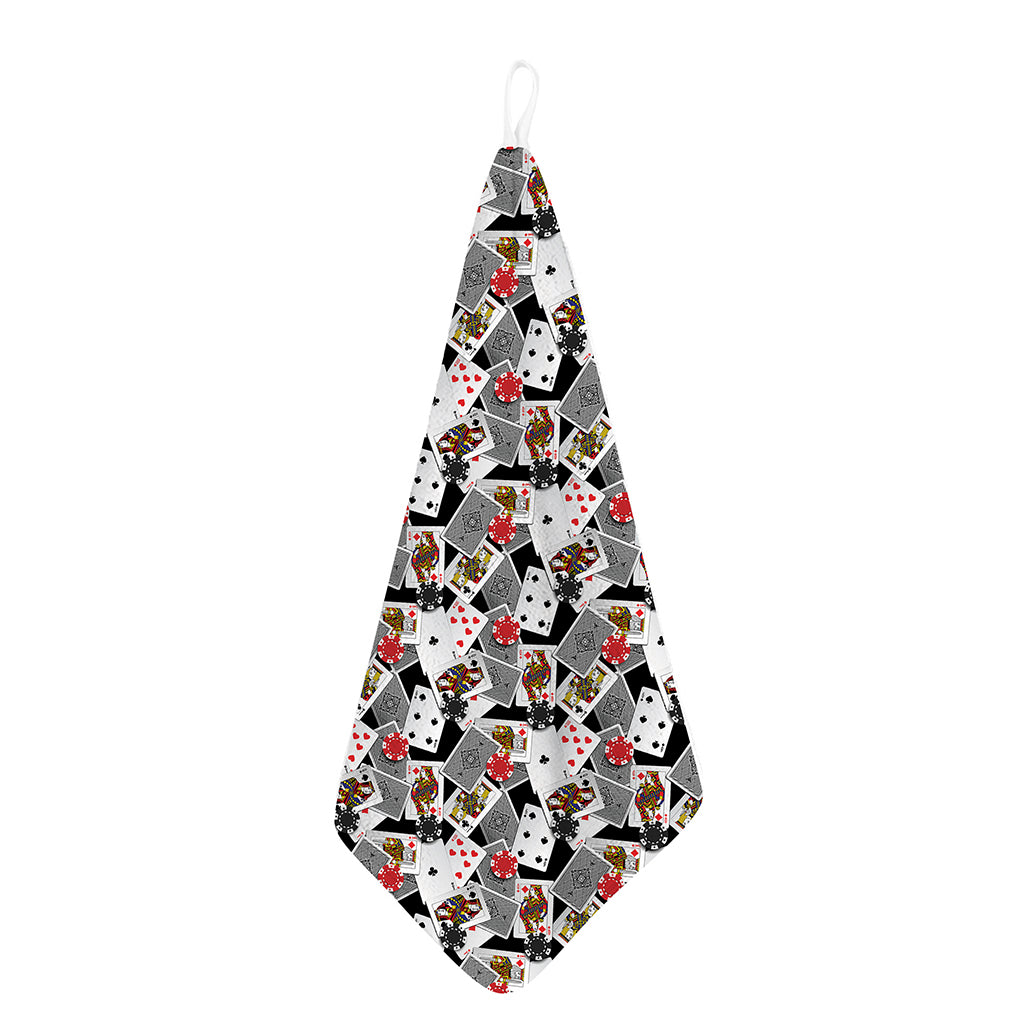 Casino Card And Chip Pattern Print Hand Towel