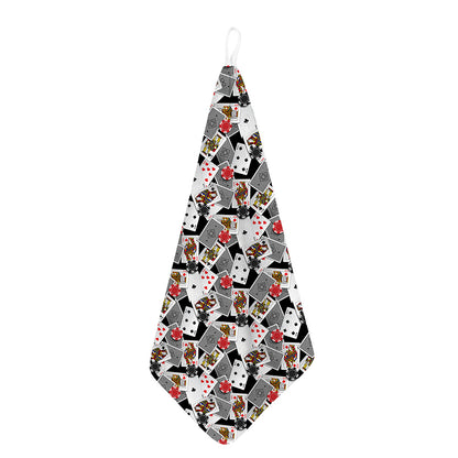 Casino Card And Chip Pattern Print Hand Towel