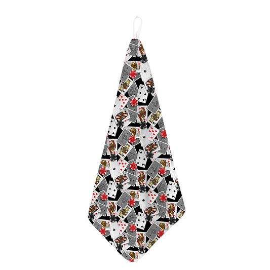 Casino Card And Chip Pattern Print Hand Towel