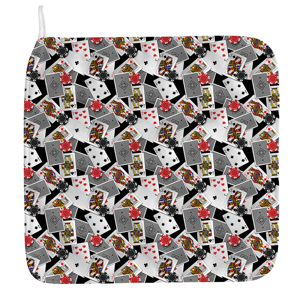 Casino Card And Chip Pattern Print Hand Towel