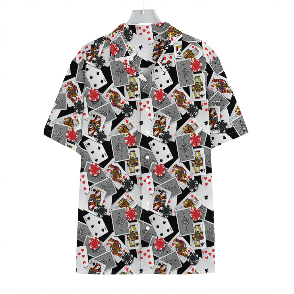 Casino Card And Chip Pattern Print Hawaiian Shirt