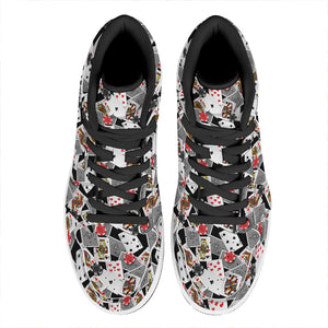 Casino Card And Chip Pattern Print High Top Leather Sneakers