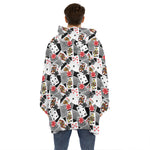 Casino Card And Chip Pattern Print Hoodie Blanket