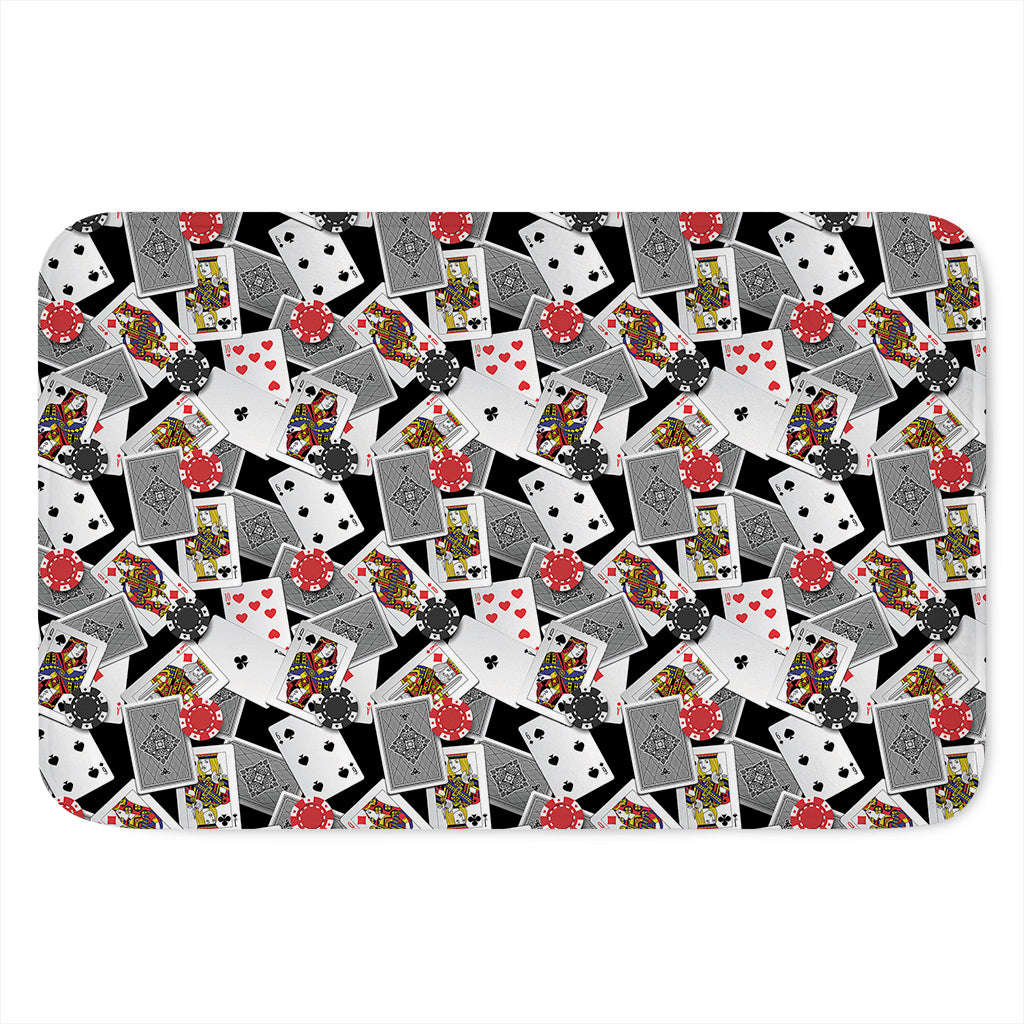 Casino Card And Chip Pattern Print Indoor Door Mat