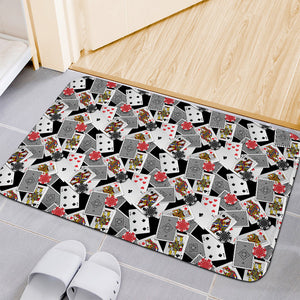 Casino Card And Chip Pattern Print Indoor Door Mat