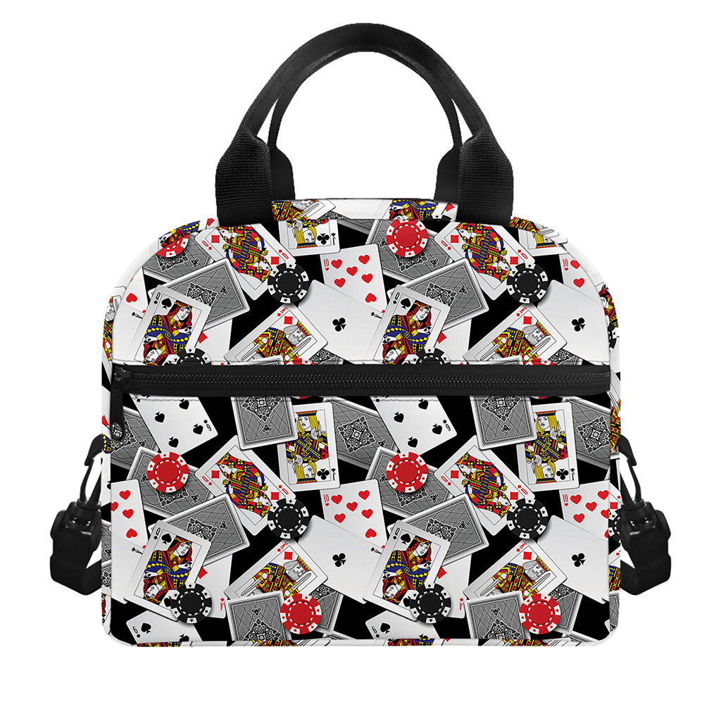Casino Card And Chip Pattern Print Insulated Lunch Bag