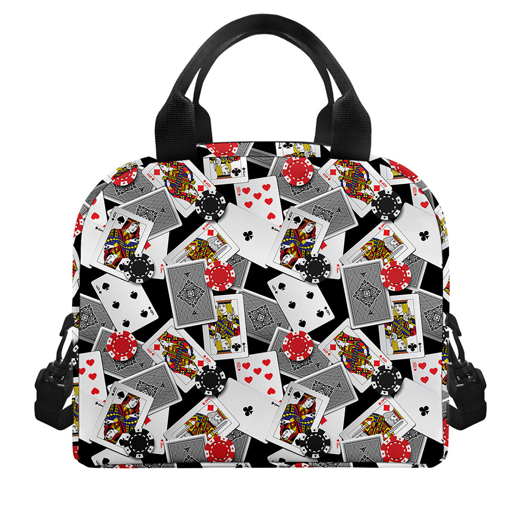 Casino Card And Chip Pattern Print Insulated Lunch Bag