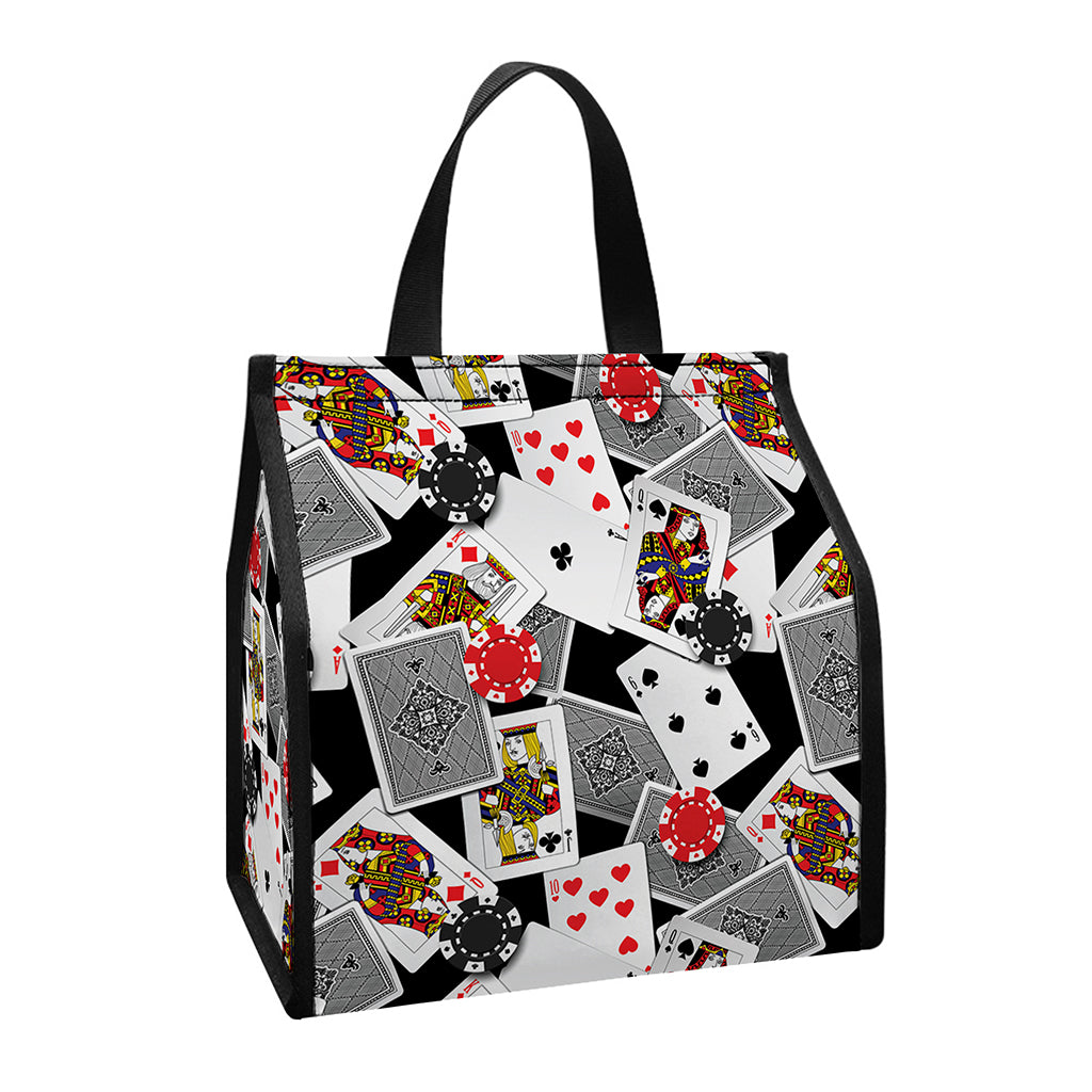 Casino Card And Chip Pattern Print Insulated Lunch Tote