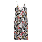 Casino Card And Chip Pattern Print Jersey Midi Cami Dress