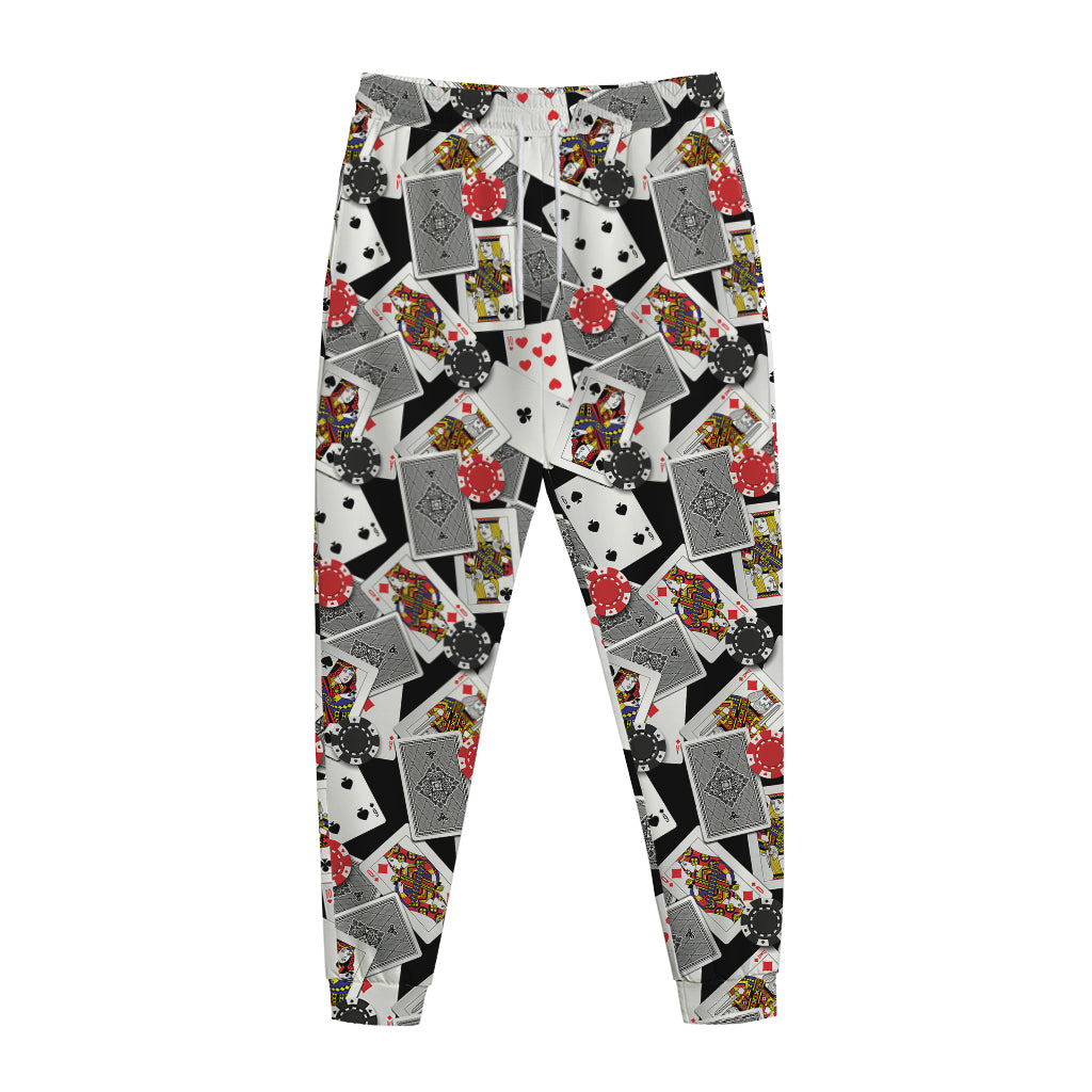 Casino Card And Chip Pattern Print Jogger Pants
