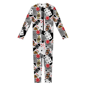 Casino Card And Chip Pattern Print Jumpsuit