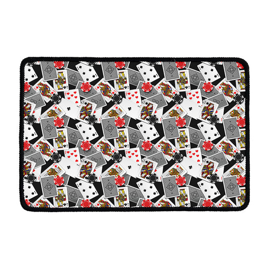 Casino Card And Chip Pattern Print Kitchen Mat