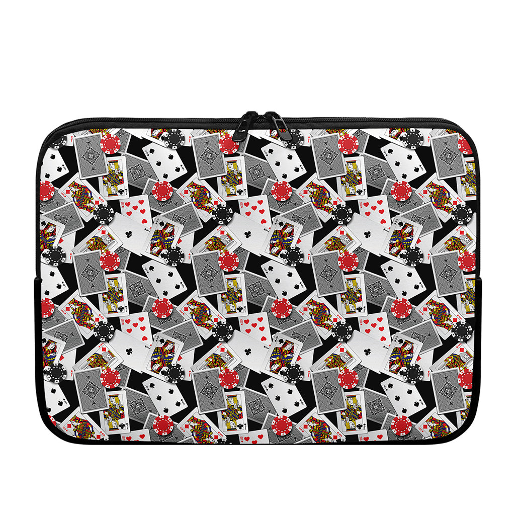 Casino Card And Chip Pattern Print Laptop Sleeve