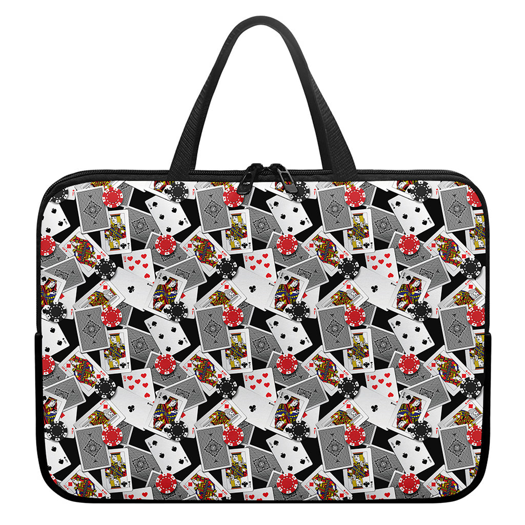 Casino Card And Chip Pattern Print Laptop Sleeve With Handle