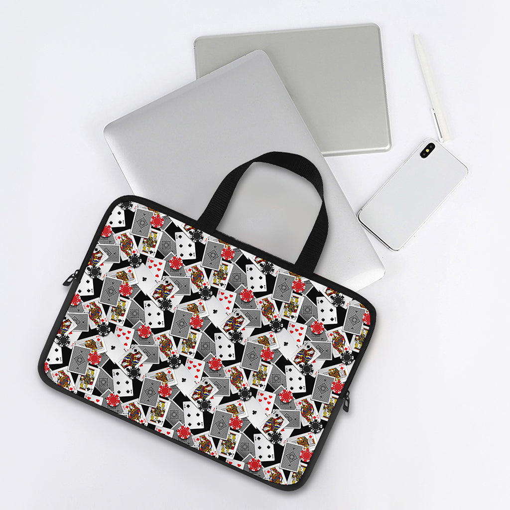 Casino Card And Chip Pattern Print Laptop Sleeve With Handle