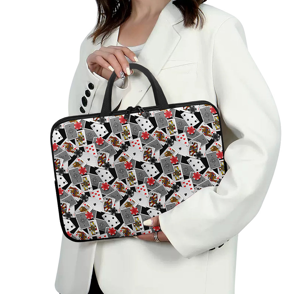 Casino Card And Chip Pattern Print Laptop Sleeve With Handle